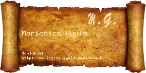 Maricsics Gyula névjegykártya